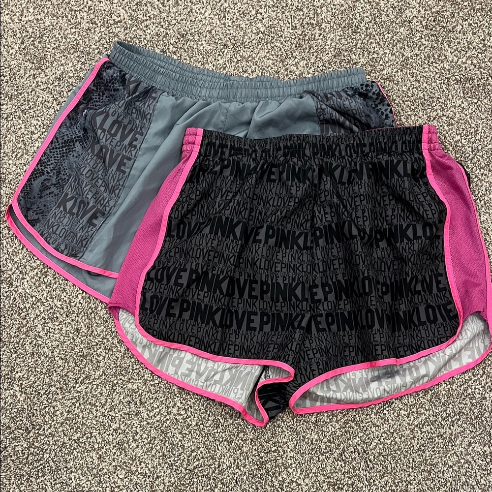 PINK Victoria's Secret Black and Gray Shorts with Pink Trim